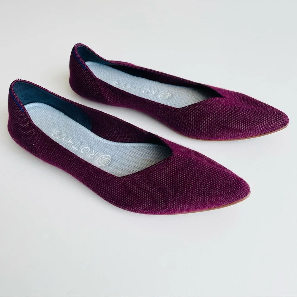 Rothy’s SIZE 8 The Point washable flats in maroon
